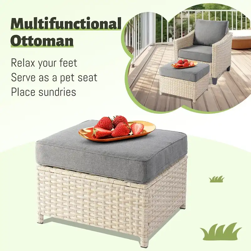 HOOOWOOO 8-piece Wicker Patio Furniture Conversation Sofa Set