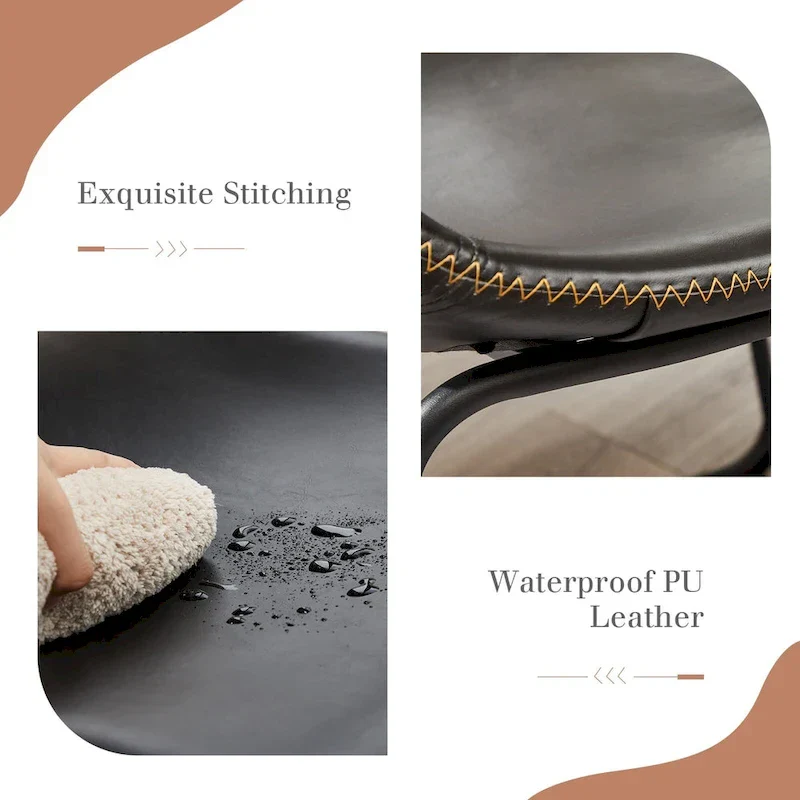 Sweetcrispy 30 Counter Height Bar Stools, Modern Faux Leather High Barstools with Back and Metal Leg, Set of 2