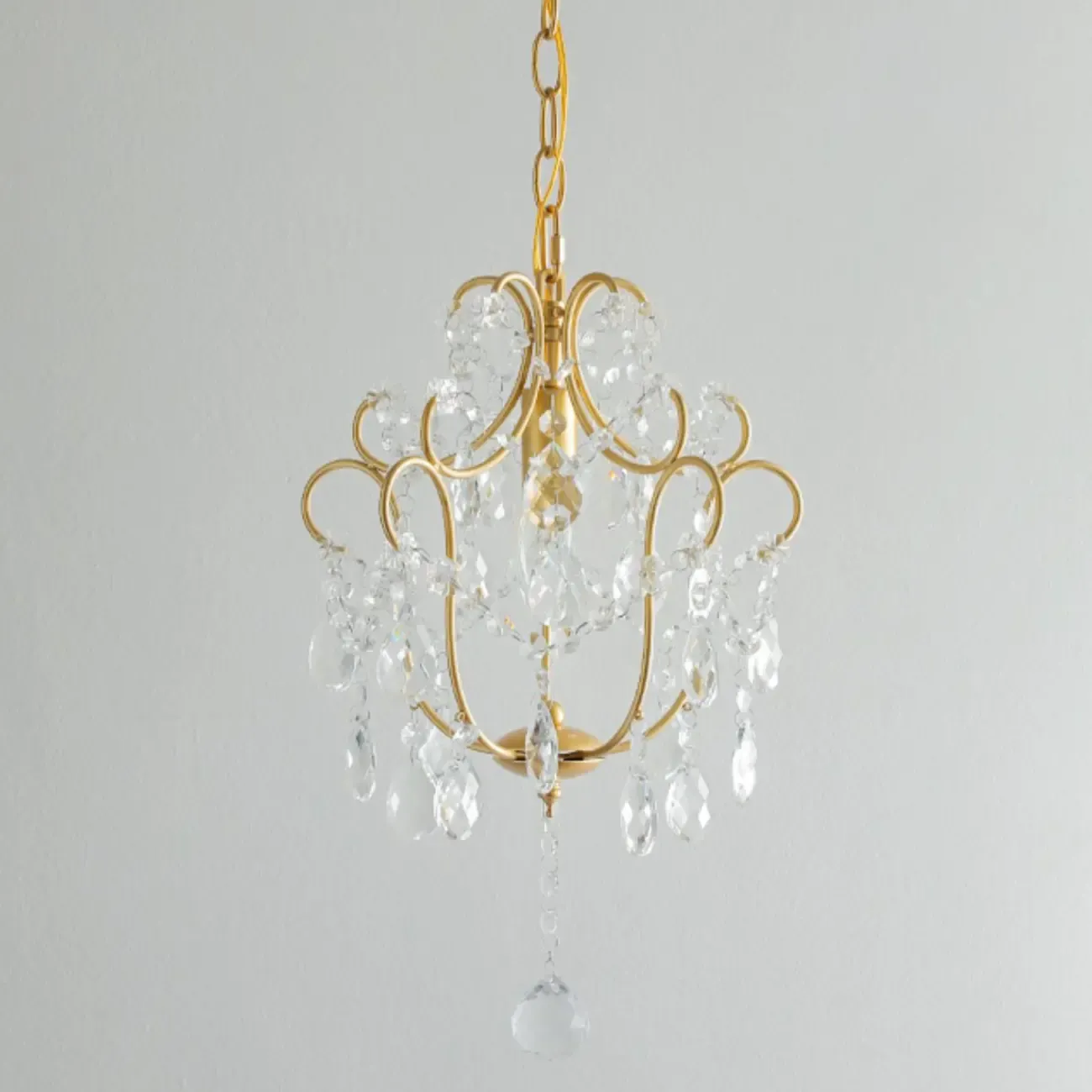 Elegant Gold Crystal Mini Kitchen Pendant Light Adjustable Chain