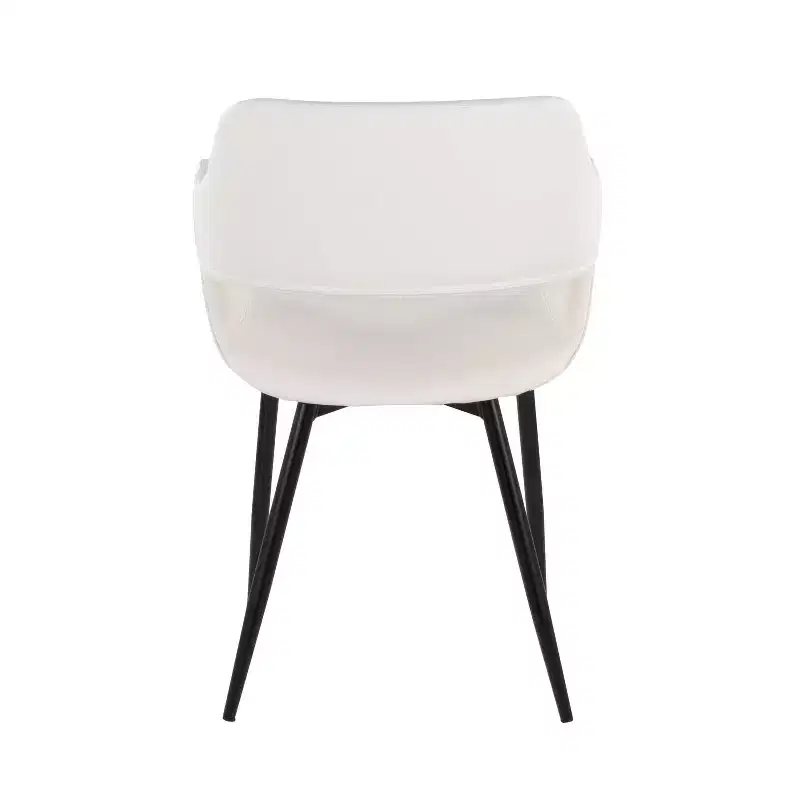 LumiSource Set of 2 Margarite Dining Chair Black PU Metal/White