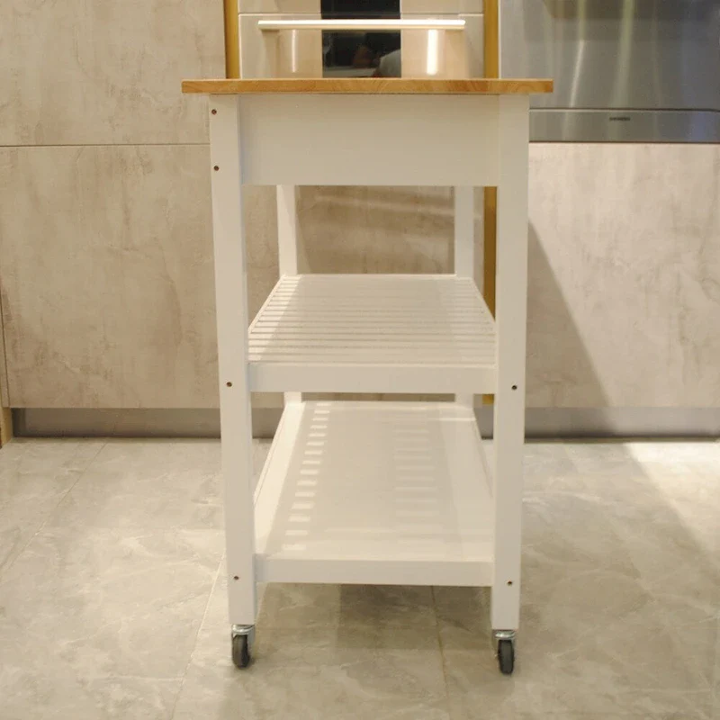 MDF Kitchen Cart with Two Lockable Wheels