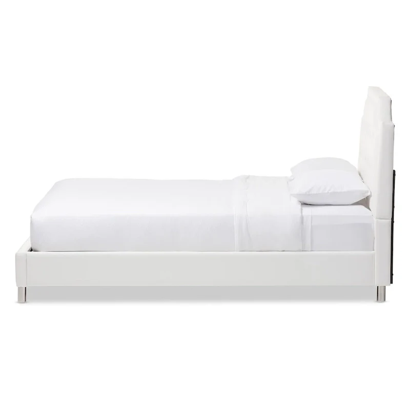 Copper Grove French River White Modern Bed with Upholstered Headboard