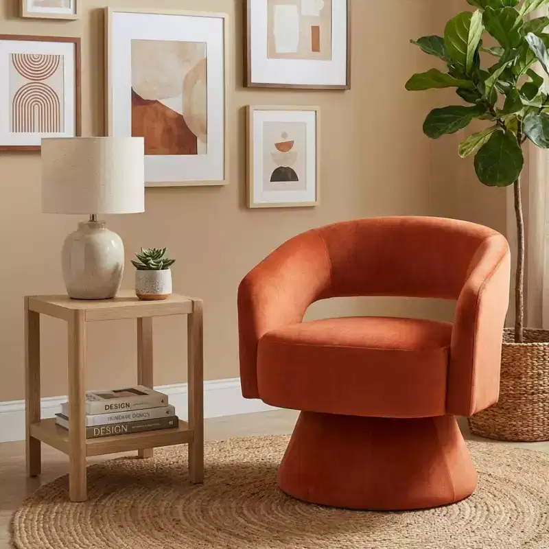 Velvet Swivel Accent Chair, 1-Seat