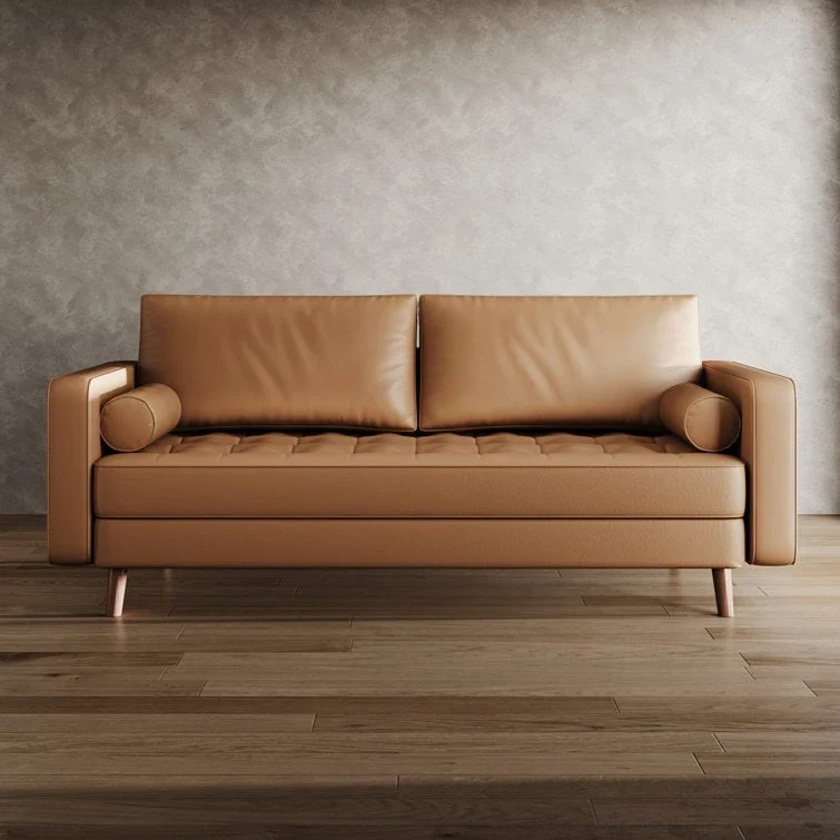 70-Inch Faux Leather Tufted Sofa