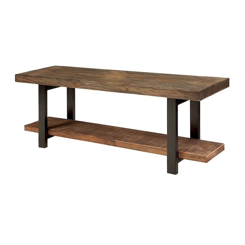 Modern Industrial Style Wood and Metal Accent Bench - 14 x 48 x 18 inches