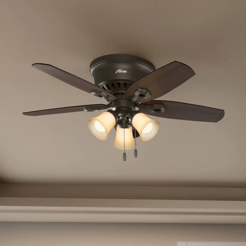 Hunter 42  Builder Low Profile Ceiling Fan with 3-Light LED Light Kit and Pull Chain