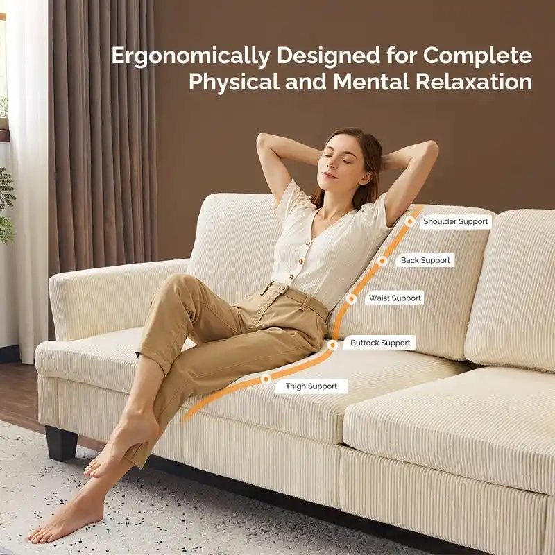 83.5 Upholstered Square Arm Suede Sofa