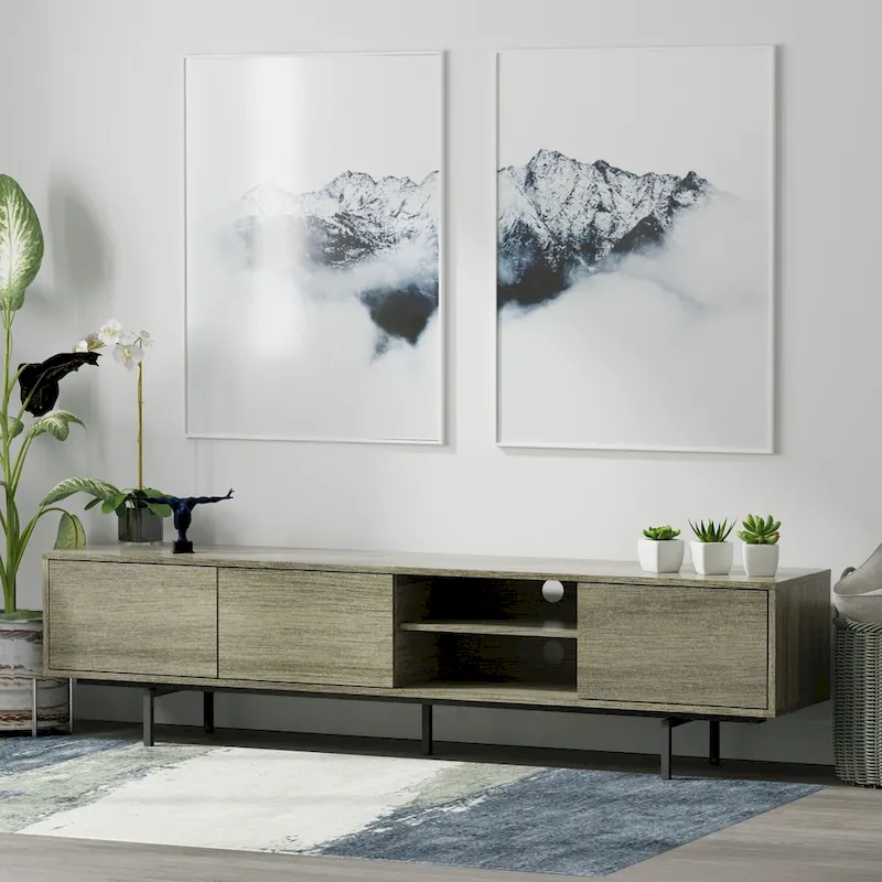 Glenwillow Home Atlas 78  x 20  Lowboy Mid-Century Modern TV Stand Console