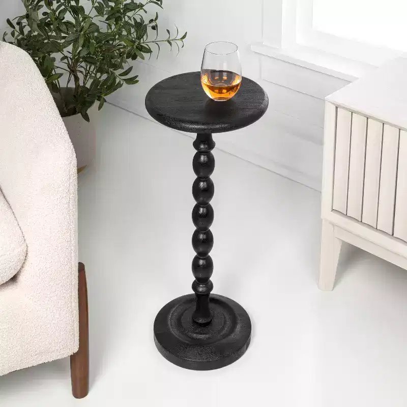 JONATHAN Y Augustus 24.5 Cottage Classic Spindle Wood Pedestal Round Drink Table & Decorative End Table
