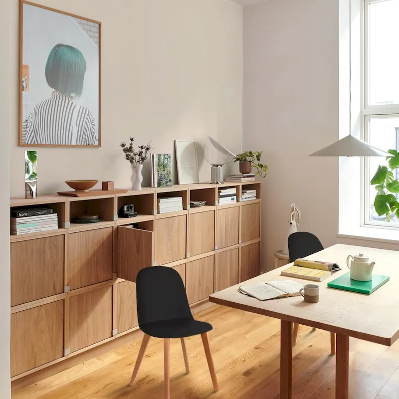 Set of 2 Dining Side Chair with Back Armless Plastic Seat Wooden Legs Kitchen Desk Task Computer