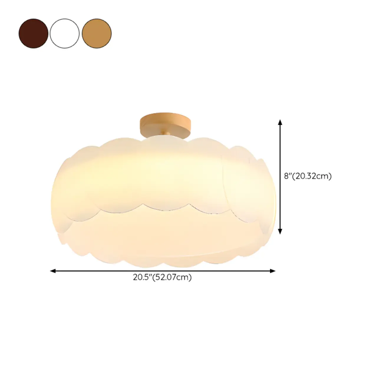 8 Elegant LED Semi Flush Ceiling Light in Natural Finish