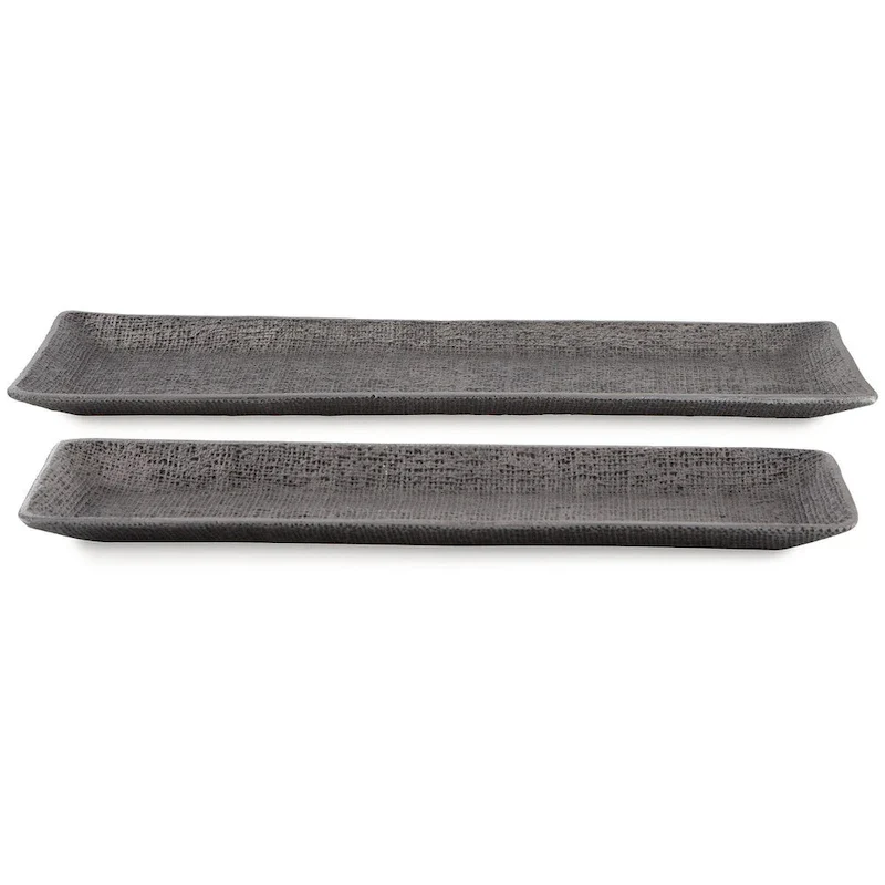 Signature Design by Ashley Garekton Pewter Tray (Set of 2) - 24 W x 8 D x 1 H