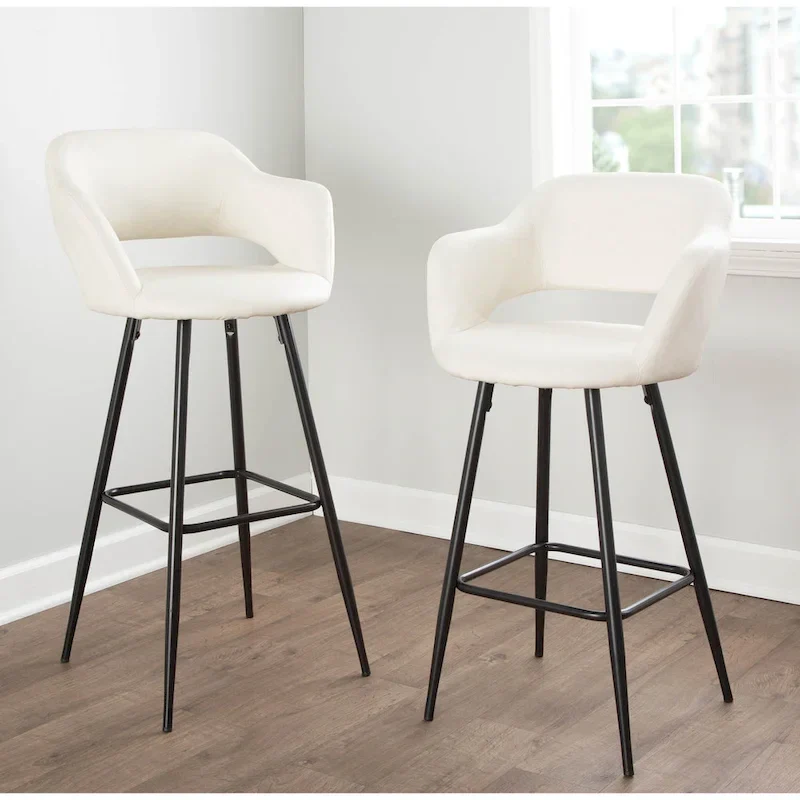 Faux Leather Bar Stools (Set of 2) - N/A