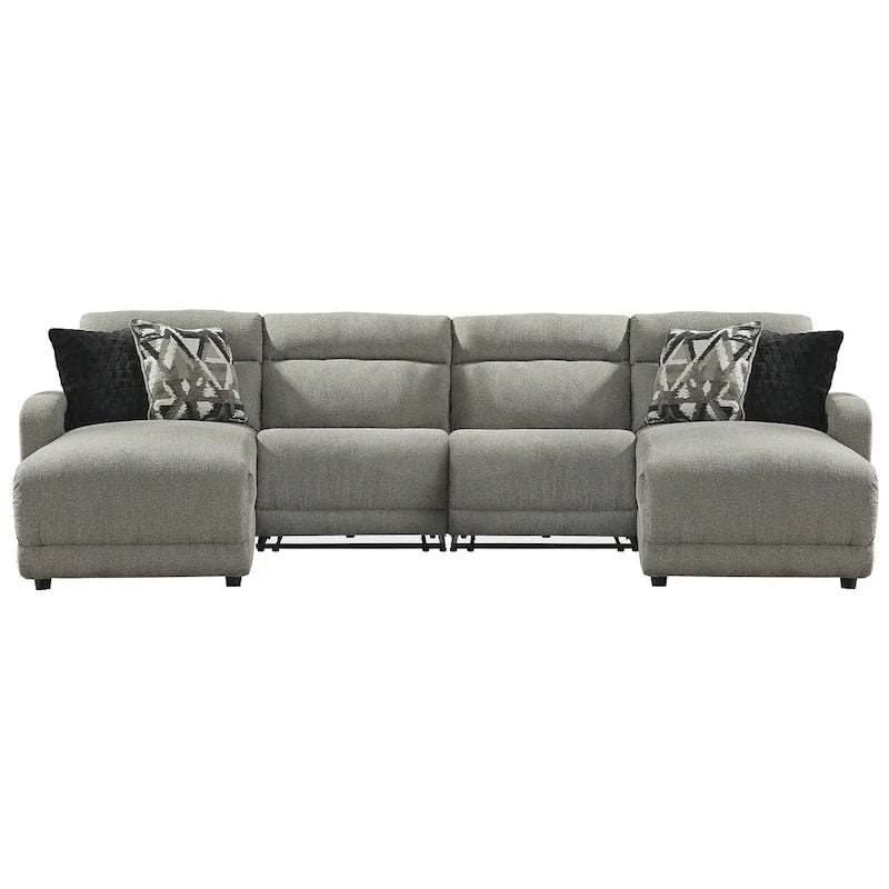 Signature Design by Ashley Colleyville Gray 4-Piece Power Reclining Sectional with Chaise - 140W x 65D x 39H