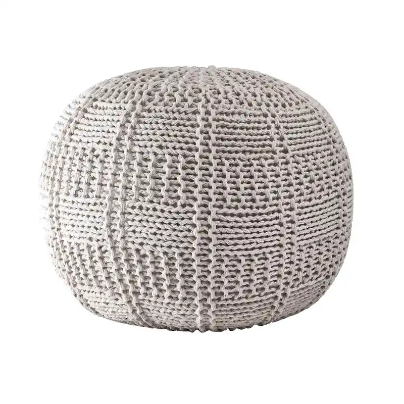 Casual Knitted Cotton Basketweave Pouf
