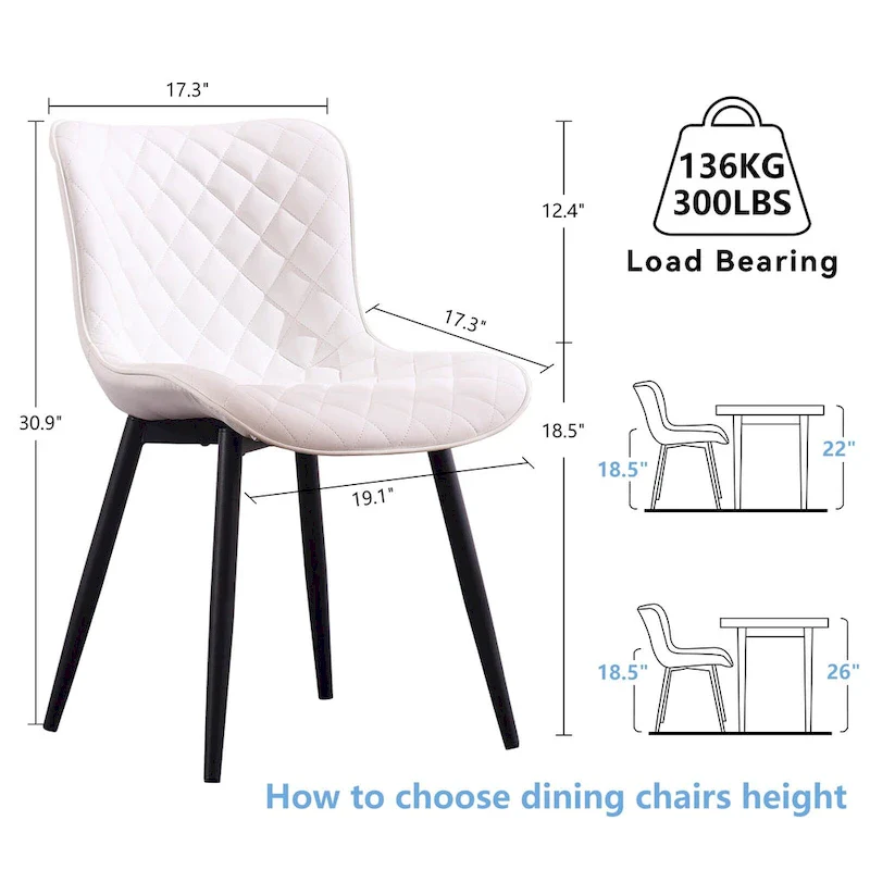 Dining Chairs Set of 2 Modern Leather Upholstered Dining Room Chair