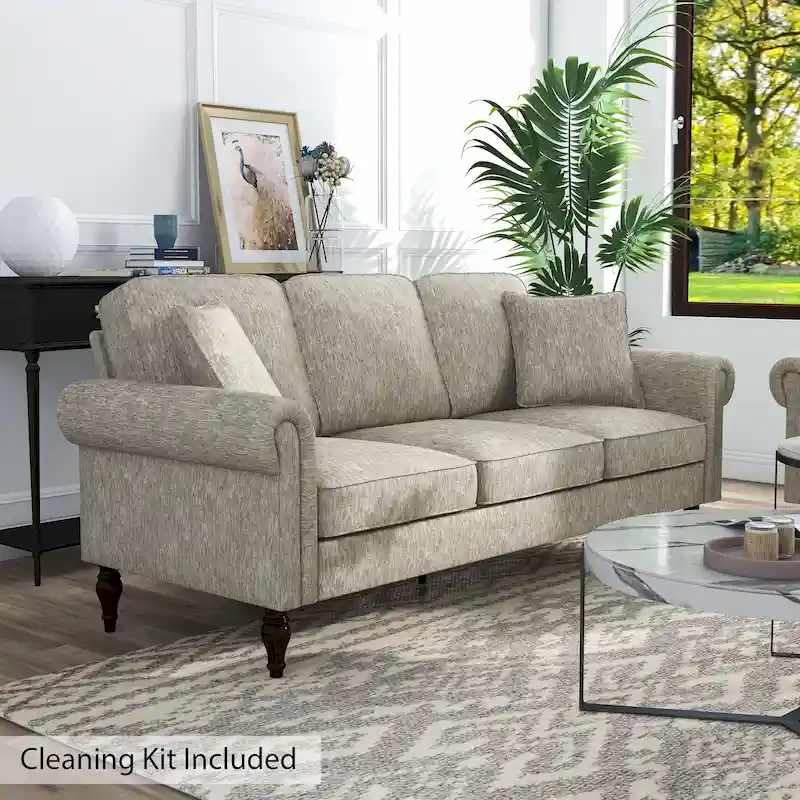 Igny Traditional Chenille Upholstered Rolled Arms Sofa by Furniture of America