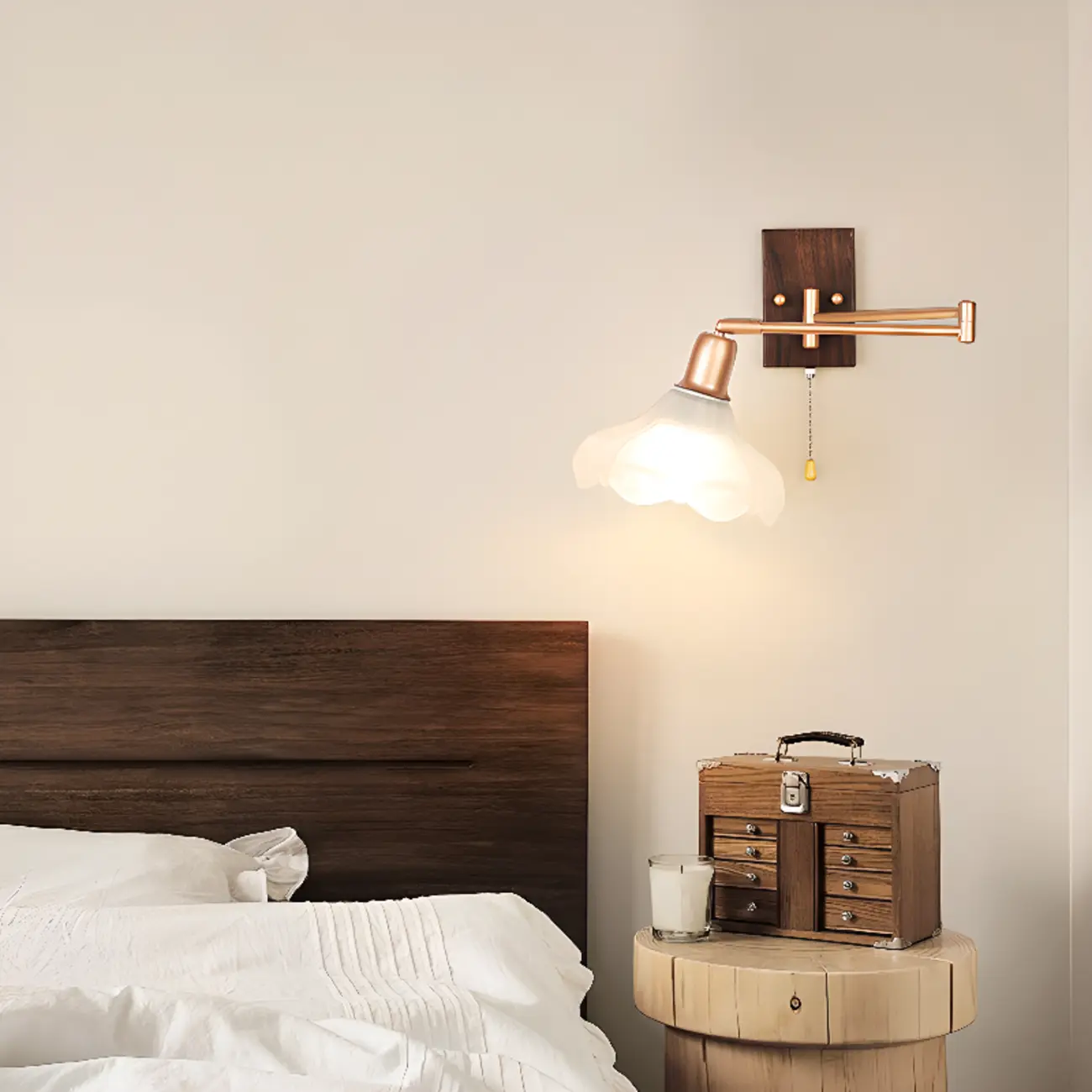 Elegant Swing Arm Wall Mount Light with Pull Chain Switch