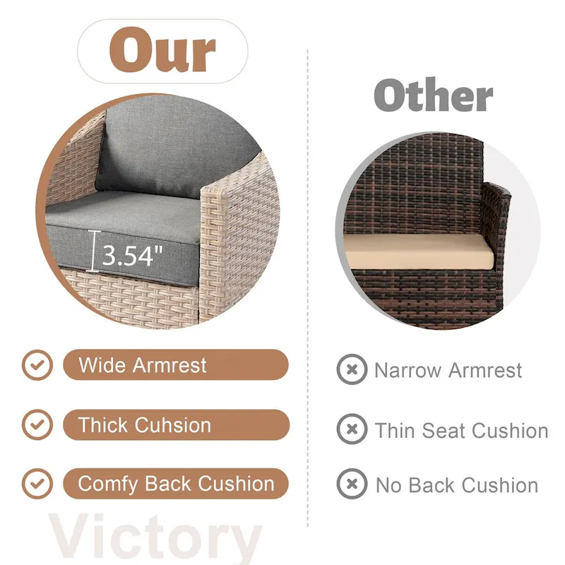 HOOOWOOO 8-piece Wicker Patio Furniture Conversation Sofa Set