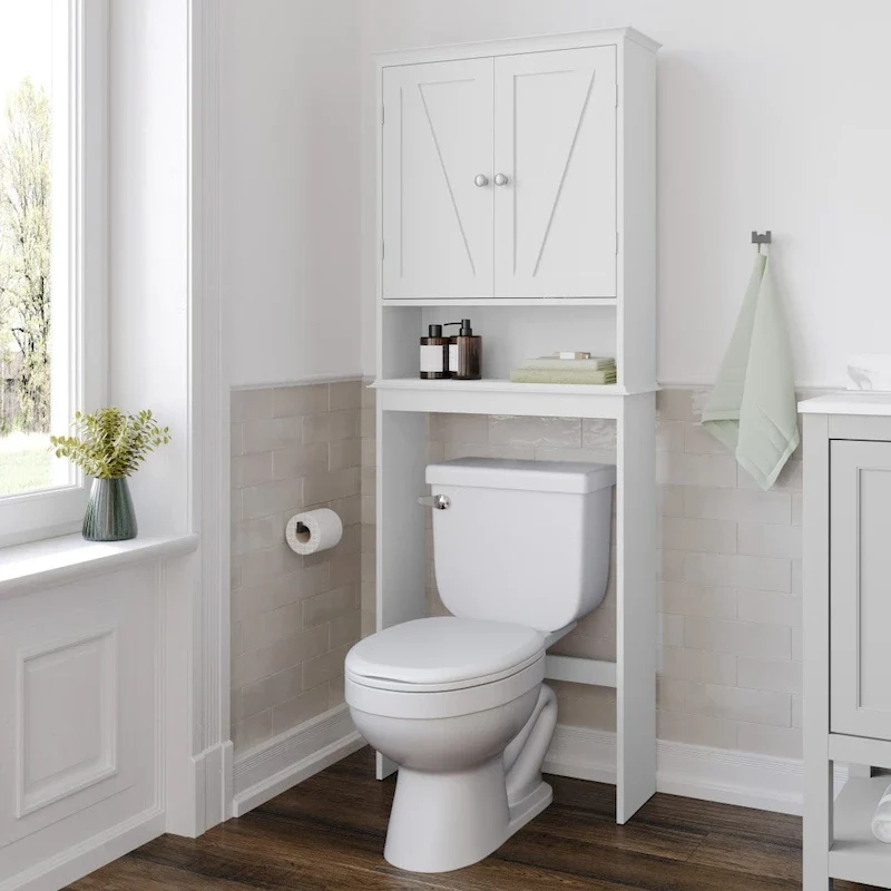 Farmhouse Over the Toilet Cabinet with Shelves and Magnetic Closure Doors