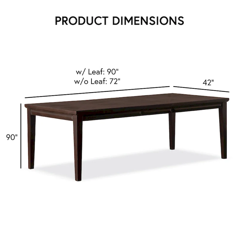 Modern 90-Inch Wood Extendable Dining Table with 18-Inch Leaf