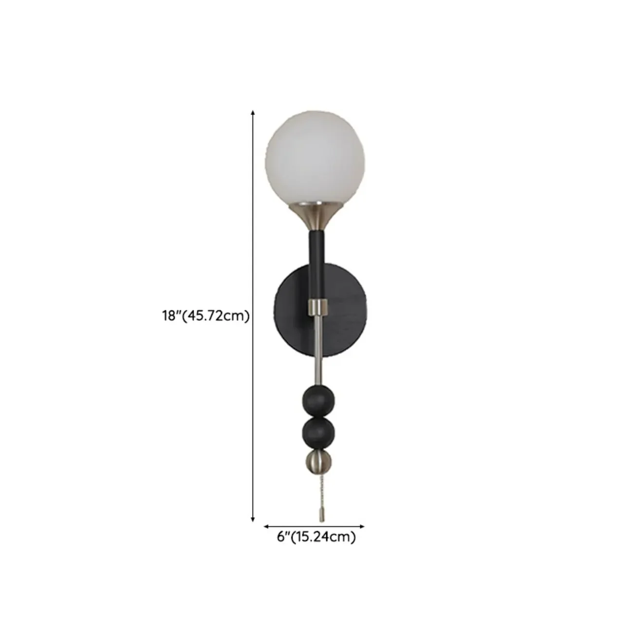 Modern Black Globe Vanity Light with White Glass Shade