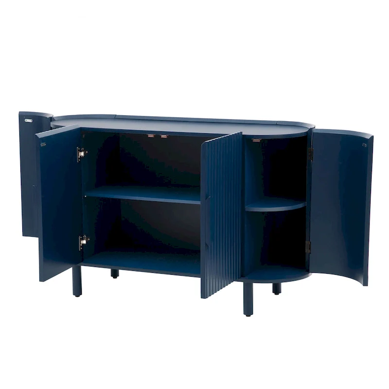 Sideboard Cabinet with Curved Wavy Design - Adjustable Shelves