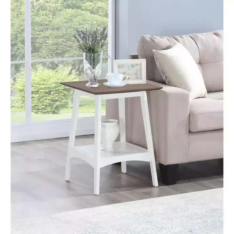 HomeStock 24 in.H White Color Rectangle Wood Table Top End Table 1 -piece