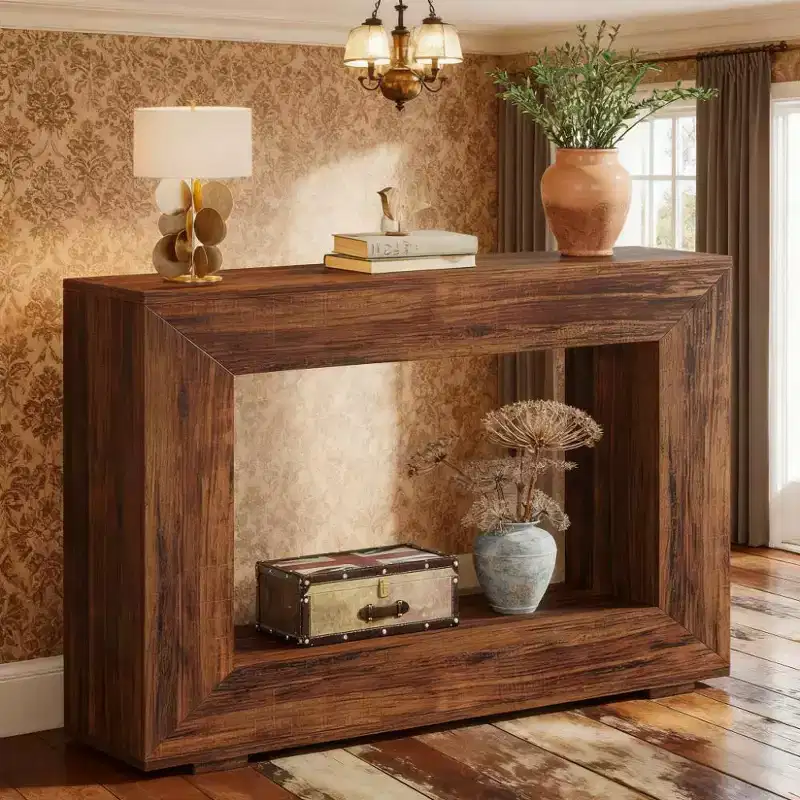 JVNOXK 47 Rustic Farmhouse Wood End Table Side Table