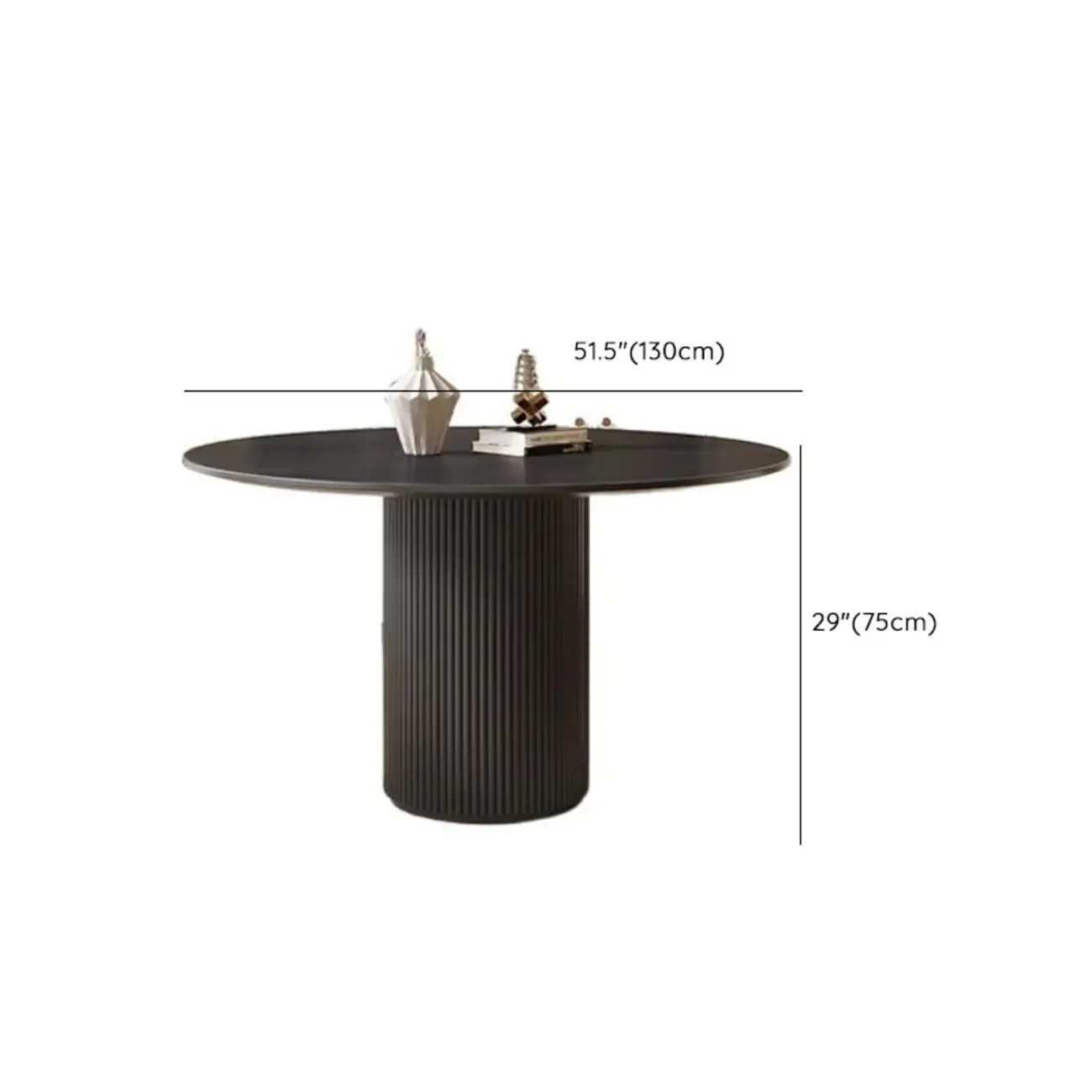Modern Black Round Wood Cylindrical Base Dining Table