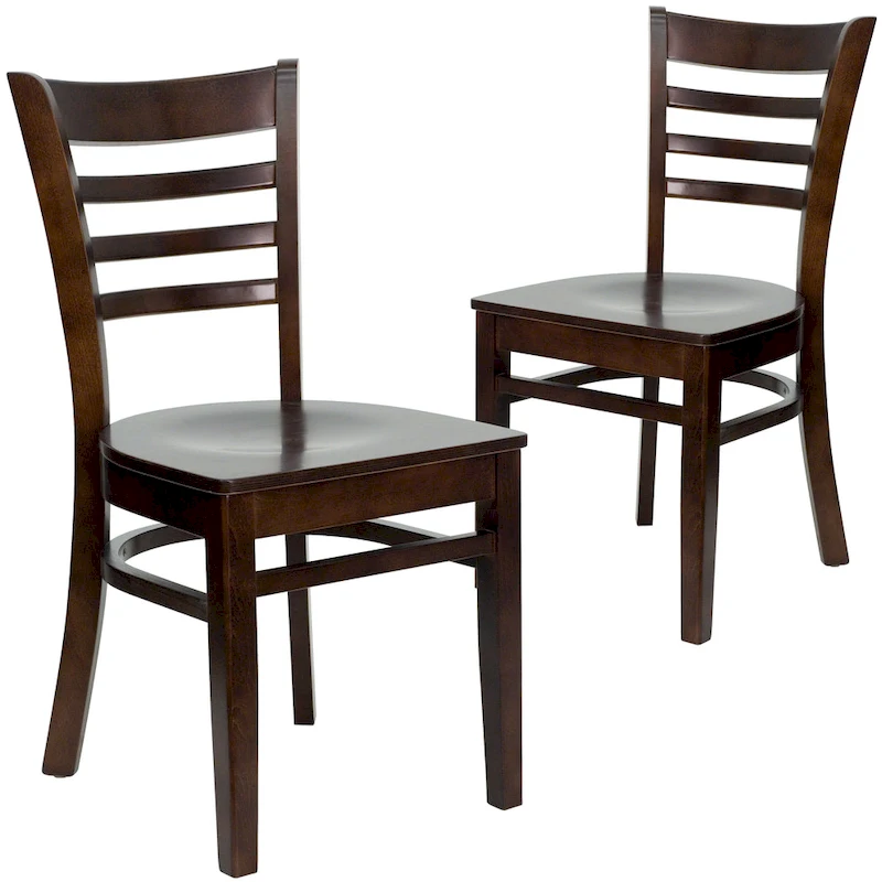 Wooden Slat Back Restaurant Chair (Set of 2)