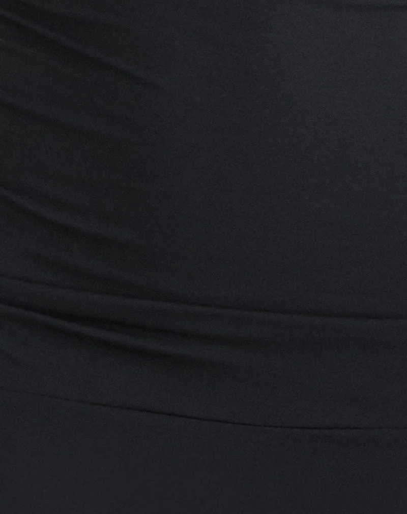 Luscian Plunge Mini Dress in Black