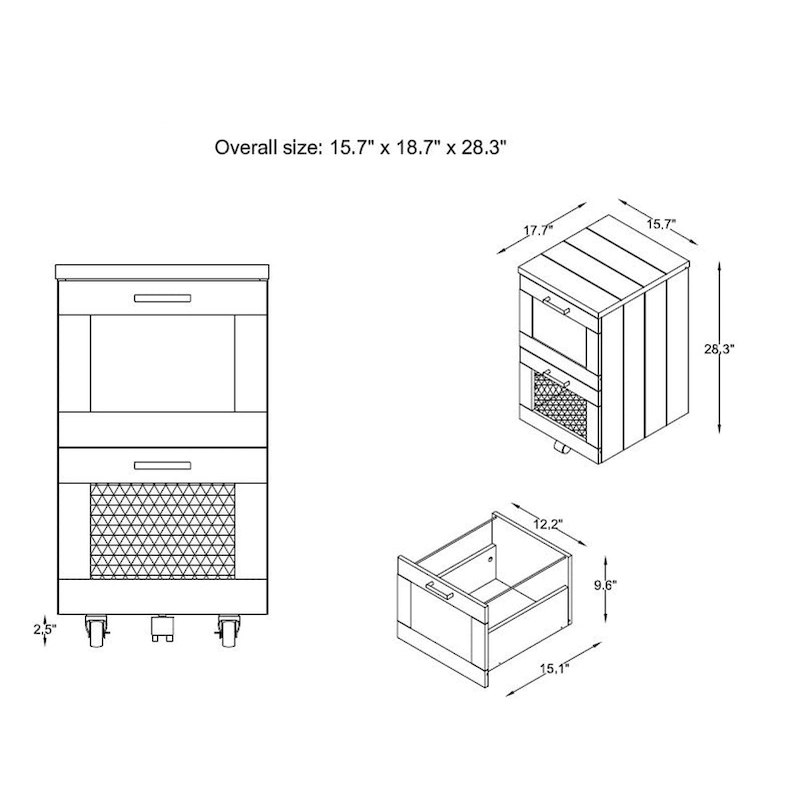 DH BASIC Rustic Grey 2-Drawer File Cabinet by Denhour