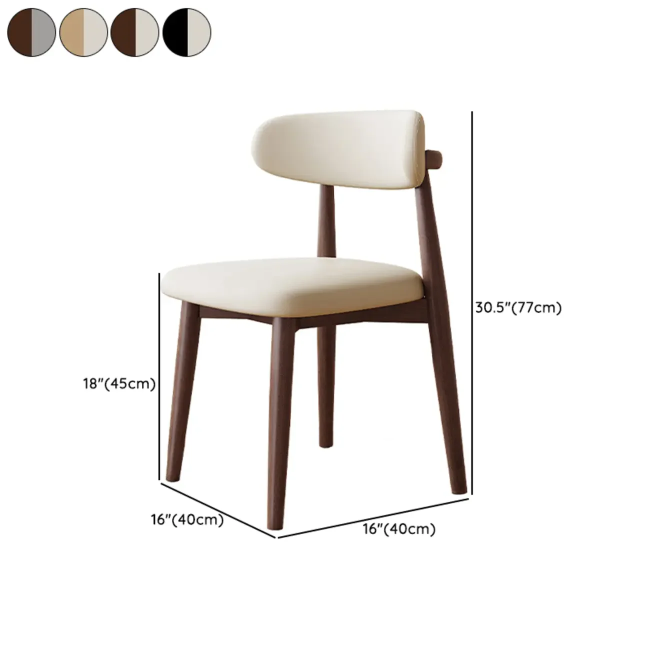 Mid-Century Modern Wooden Dining Chair Set of 2