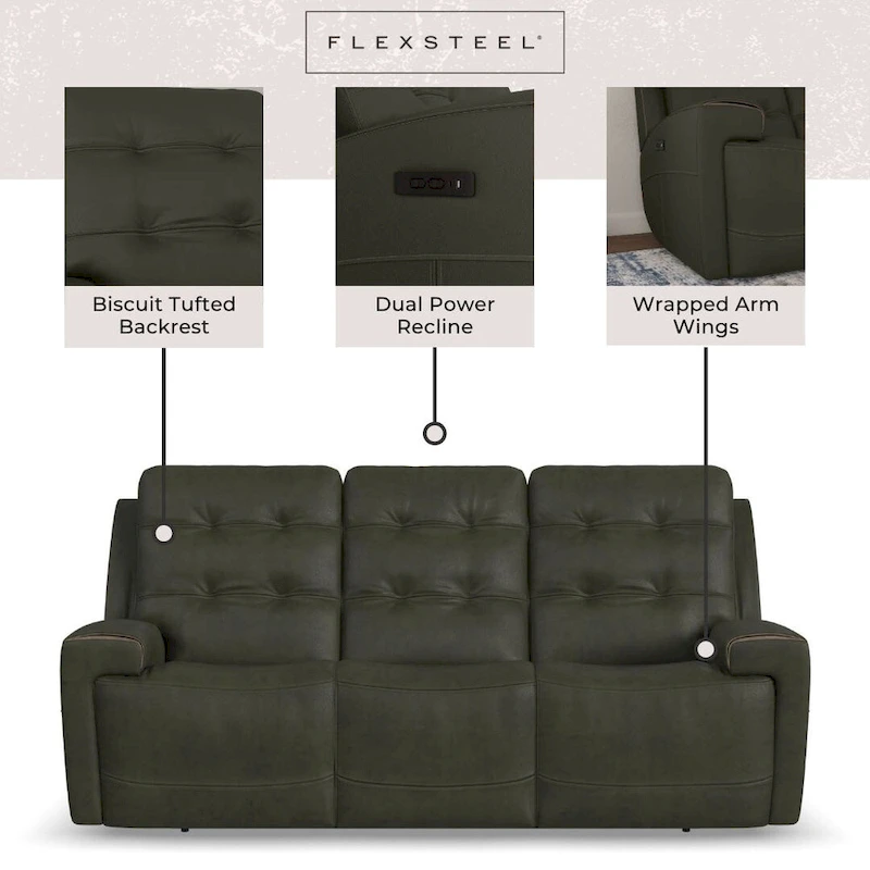 Iris Top Grain Leather Power Reclining Sofa with Power Headrests by Flexsteel