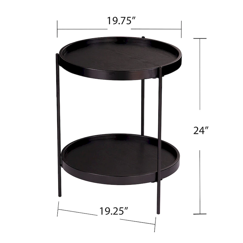 SEI Furniture Vaquero Round Modern Style w/ Shelf Wood Side Table