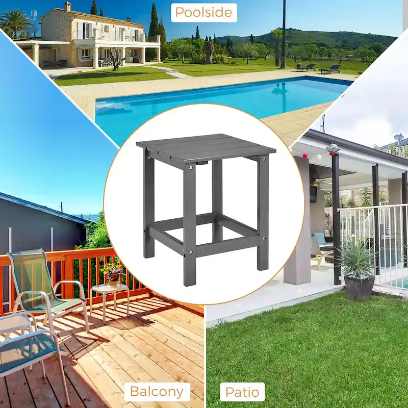 Costway Patio 15  End Side Coffee Table Square Wooden Slat Garden Deck - See details