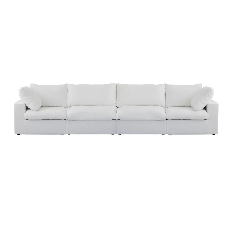 160.6 Modern Linen Upholstered Sofa Multiple Cushions Sectional Couch