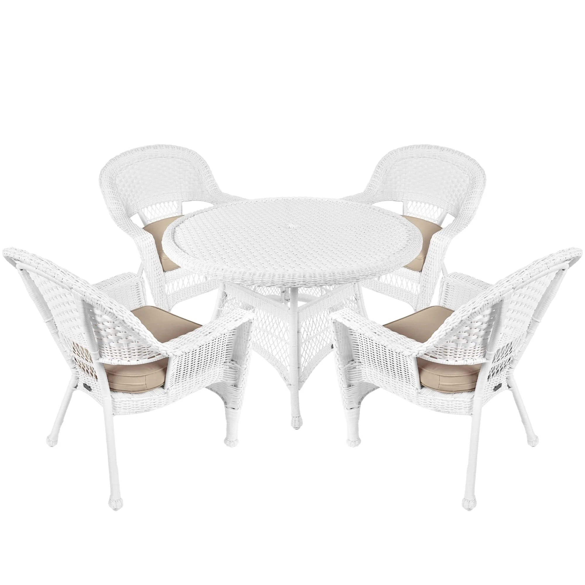 5-piece White Resin Wicker Dining Set