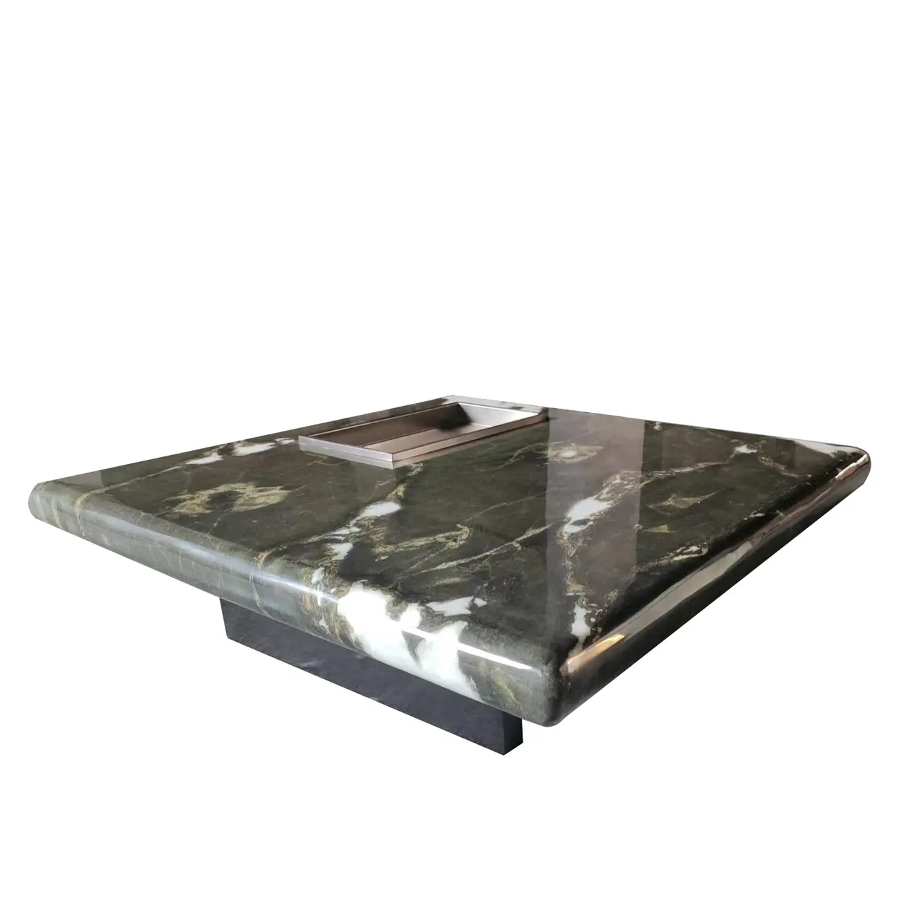 Modern Marble Black Rectangular Sleigh Coffee Table