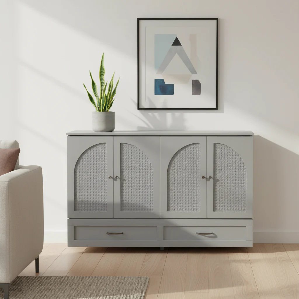 Queen Size Foldable Murphy Bed with Storage Drawers