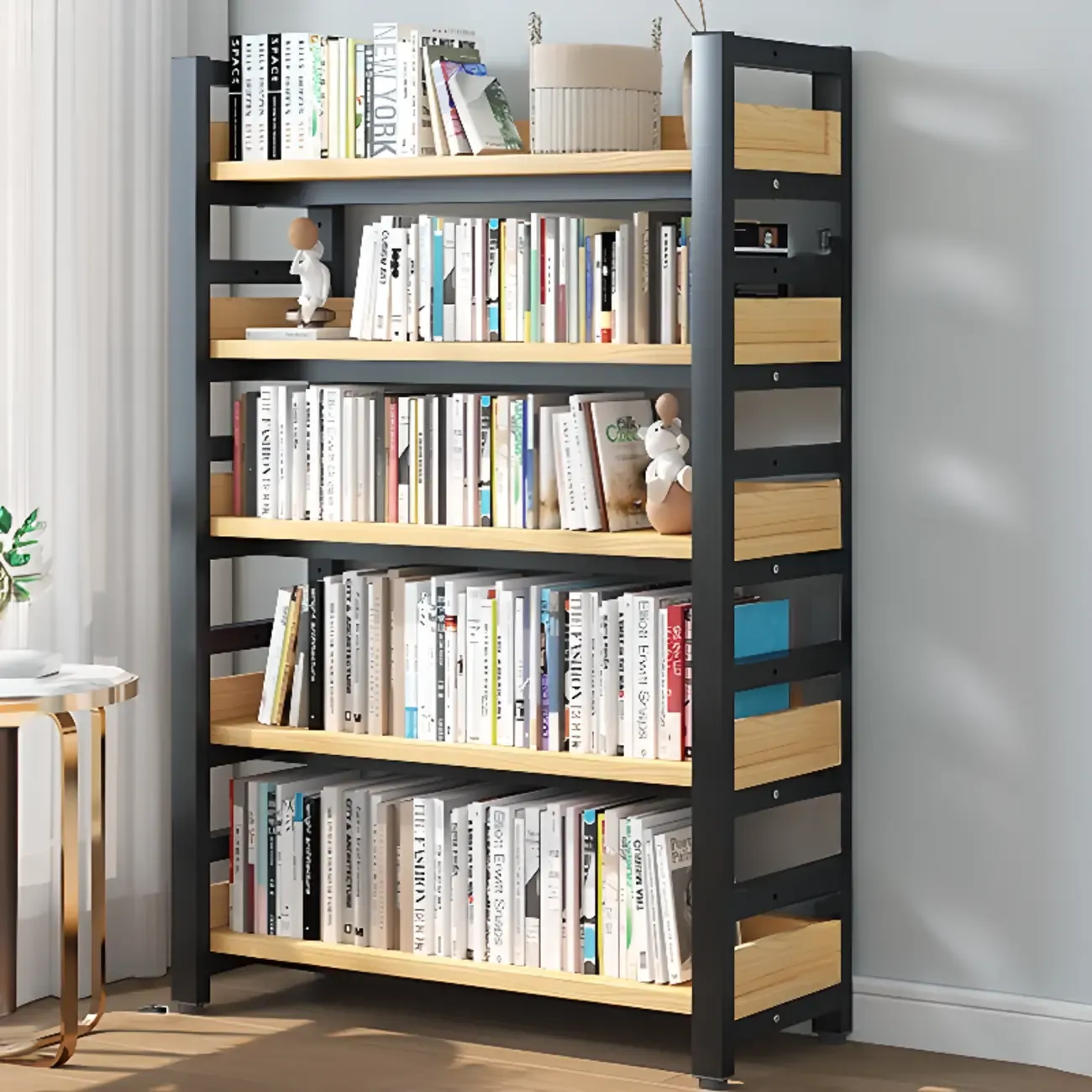Modish Multi-Layer Open Back Wooden Tall Bookshelves