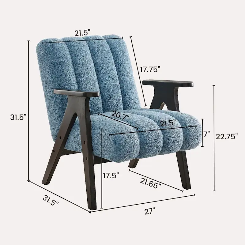 Roundhill Furniture Rella Modern Teddy Sherpa Fabric Accent Chair with Espresso Wood Frame