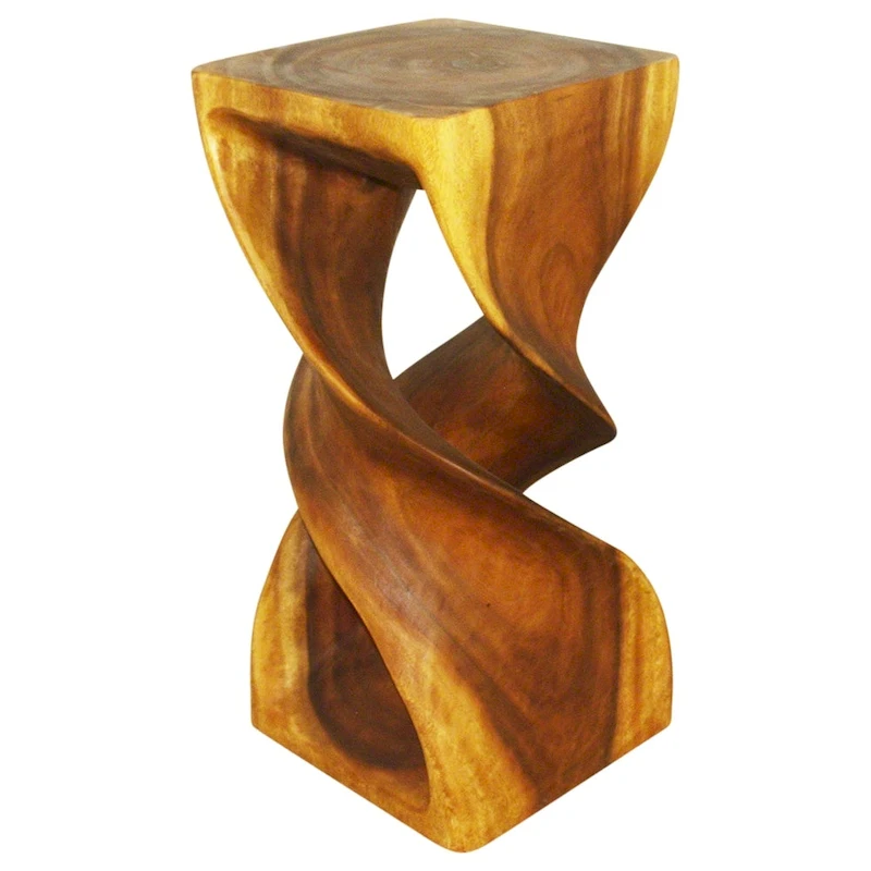 Haussmann Wood Double Twist Stool Table 14 in SQ x 30 in H Oak Oil - 14 x 14 x 30