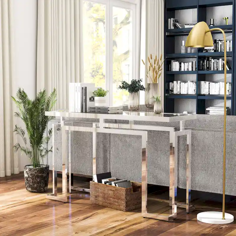 Pelmont Contemporary 52-inch Glass Top Sofa Table by Furniture of America