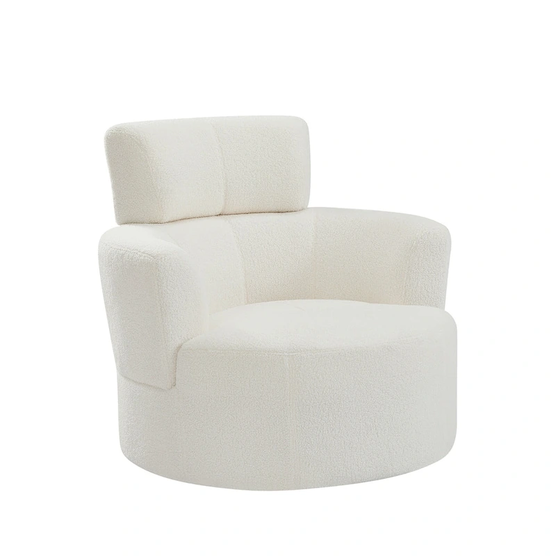 Polyester Barrel Swivel Chair with 360 Rotation, and Adjustable Headrest & Berber Fleece Upholstery - 320lb Capacity