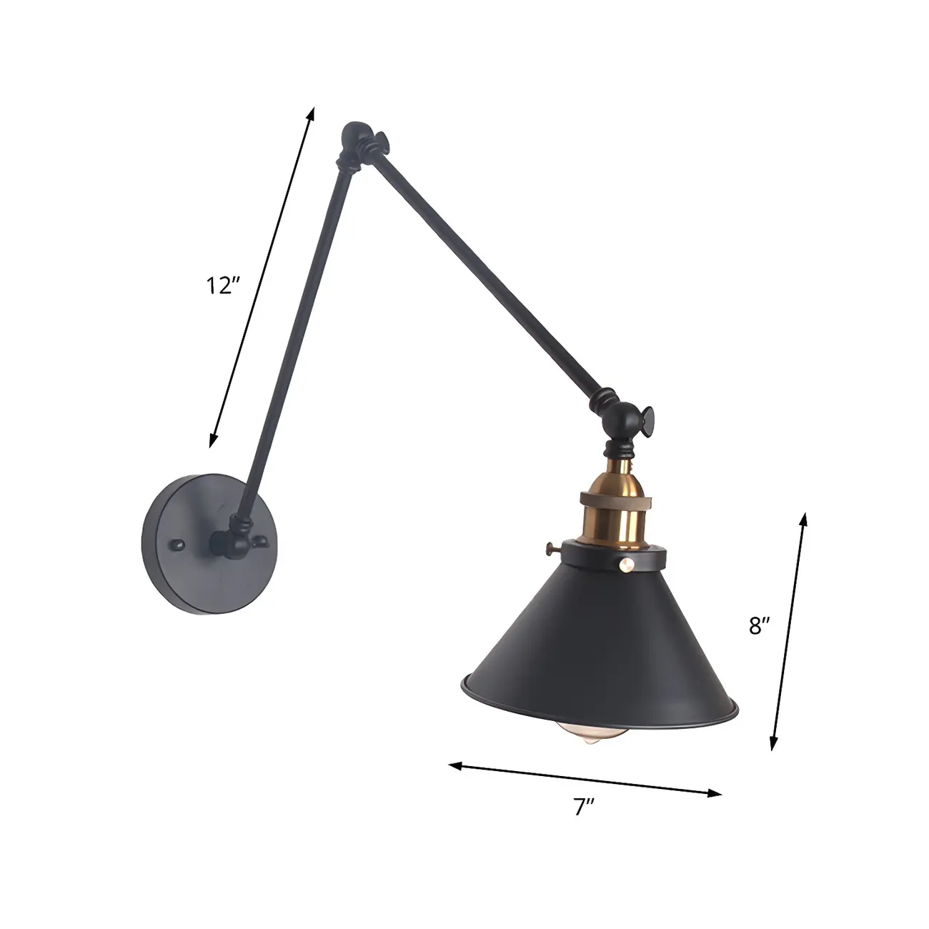 Cone Shade Metal Retro Swing Arm Wall Light
