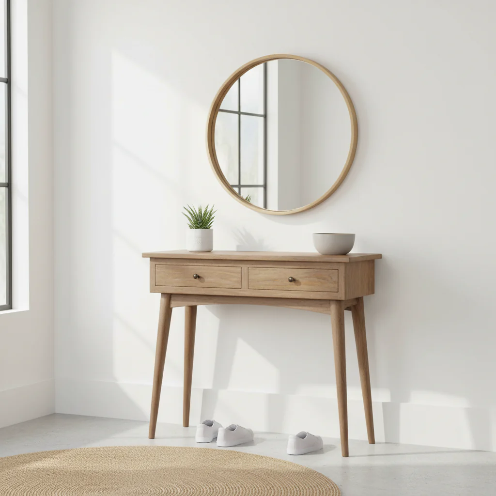 Oak 2-Drawer Hallway Console Table