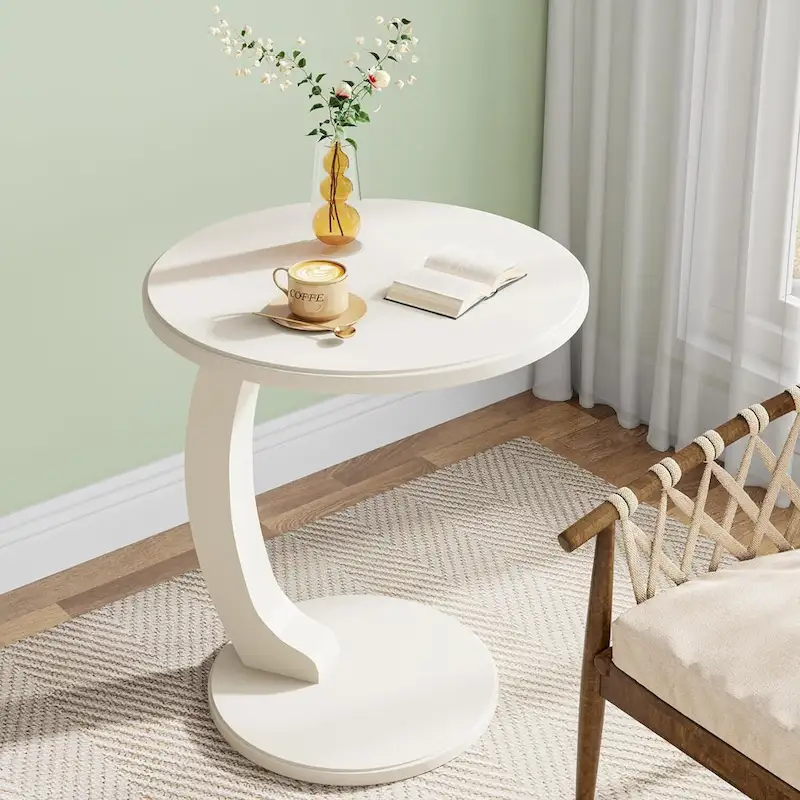 Wooden C-Shaped End Table