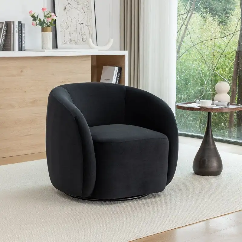 SEYNAR Modern Glam Velvet Upholstered 360 Degree Swivel Accent Armchair